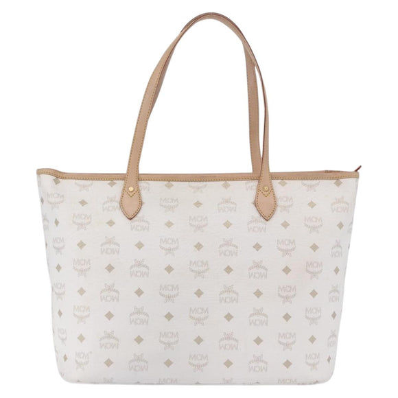 MCM Vicetos Logogram Tote Bag PVC Leather White Auth 205128