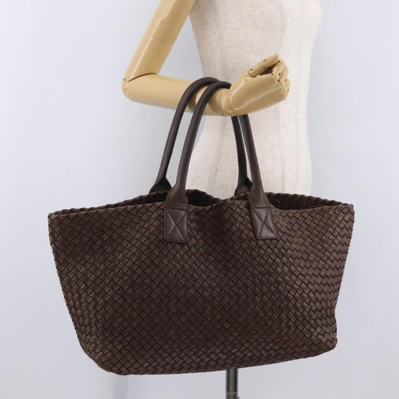 BOTTEGA VENETA INTRECCIATO Cabas MM Tote Bag Leather Brown Auth 205130V