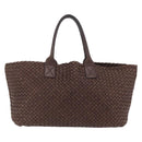 BOTTEGA VENETA INTRECCIATO Cabas MM Tote Bag Leather Brown Auth 205130V-2