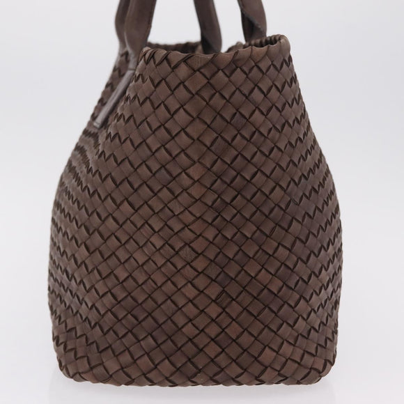 BOTTEGA VENETA INTRECCIATO Cabas MM Tote Bag Leather Brown Auth 205130V