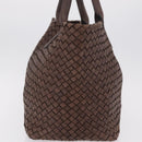 BOTTEGA VENETA INTRECCIATO Cabas MM Tote Bag Leather Brown Auth 205130V-4