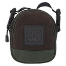 CHANEL Sports Line Shoulder Bag Canvas Khaki CC Auth 205131A-13
