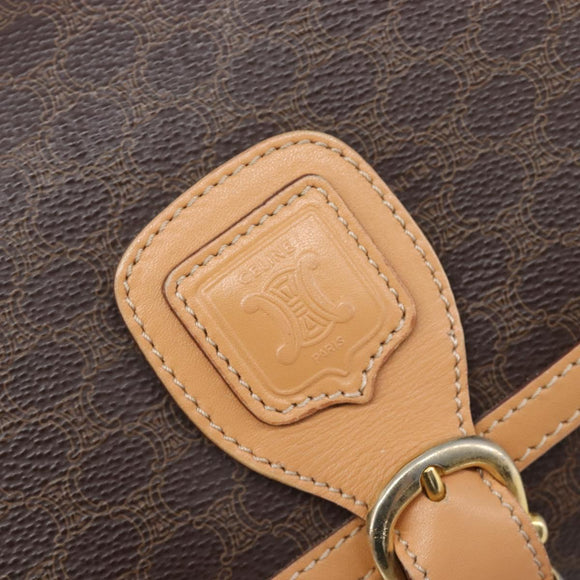 CELINE Macadam Canvas Shoulder Bag PVC Leather Brown Gold Auth 205135V