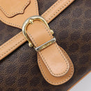 CELINE Macadam Canvas Shoulder Bag PVC Leather Brown Gold Auth 205135V-19