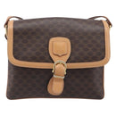 CELINE Macadam Canvas Shoulder Bag PVC Leather Brown Gold Auth 205135V-13