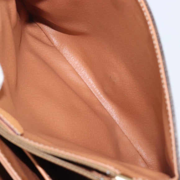 CELINE Macadam Canvas Shoulder Bag PVC Leather Brown Gold Auth 205135V
