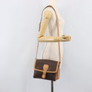 CELINE Macadam Canvas Shoulder Bag PVC Leather Brown Gold Auth 205135V-28