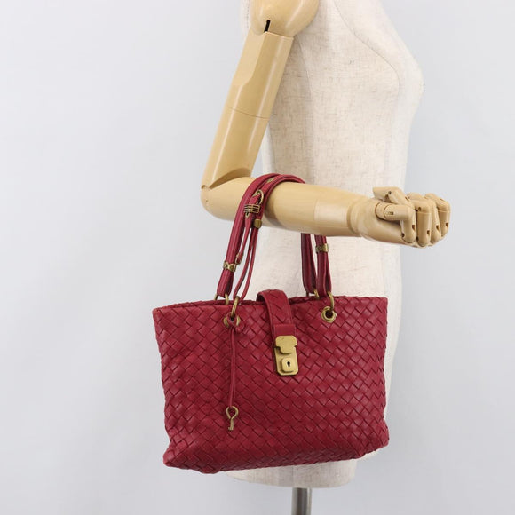 BOTTEGA VENETA INTRECCIATO Hand Bag Leather Pink Gold Auth 205138