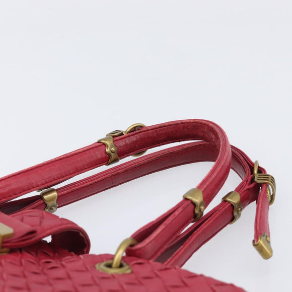 BOTTEGA VENETA INTRECCIATO Hand Bag Leather Pink Gold Auth 205138