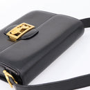 CELINE Shoulder Bag Leather Black Gold Auth 205144-6