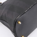 FENDI Pecan Canvas Hand Bag 2way Black Gold Auth 205145-17