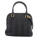 FENDI Pecan Canvas Hand Bag 2way Black Gold Auth 205145-2