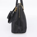 FENDI Pecan Canvas Hand Bag 2way Black Gold Auth 205145-4