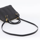 FENDI Pecan Canvas Hand Bag 2way Black Gold Auth 205145-10