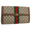 GUCCI GG Supreme Web Sherry Line Bag PVC Beige Gold 37 014 3087 Auth 205150A-1