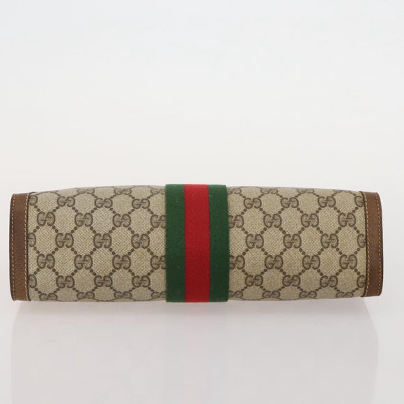 GUCCI GG Supreme Web Sherry Line Bag PVC Beige Gold 37 014 3087 Auth 205150A