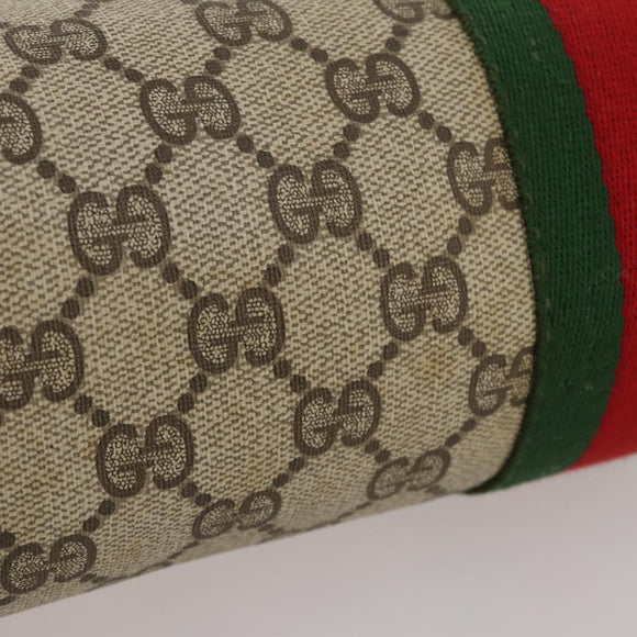 GUCCI GG Supreme Web Sherry Line Bag PVC Beige Gold 37 014 3087 Auth 205150A