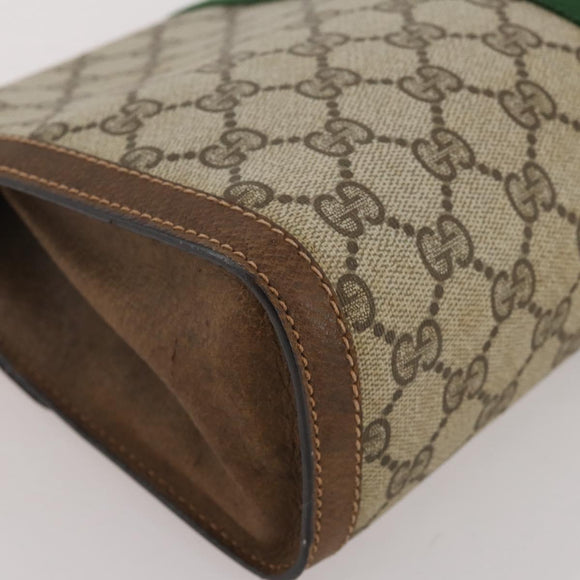 GUCCI GG Supreme Web Sherry Line Bag PVC Beige Gold 37 014 3087 Auth 205150A