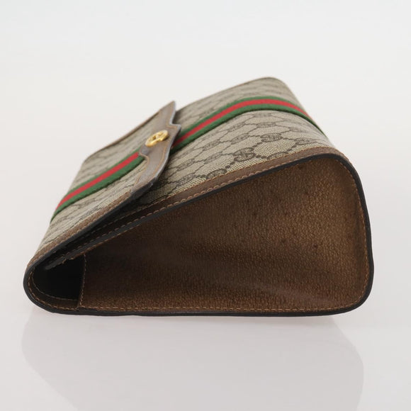 GUCCI GG Supreme Web Sherry Line Bag PVC Beige Gold 37 014 3087 Auth 205150A