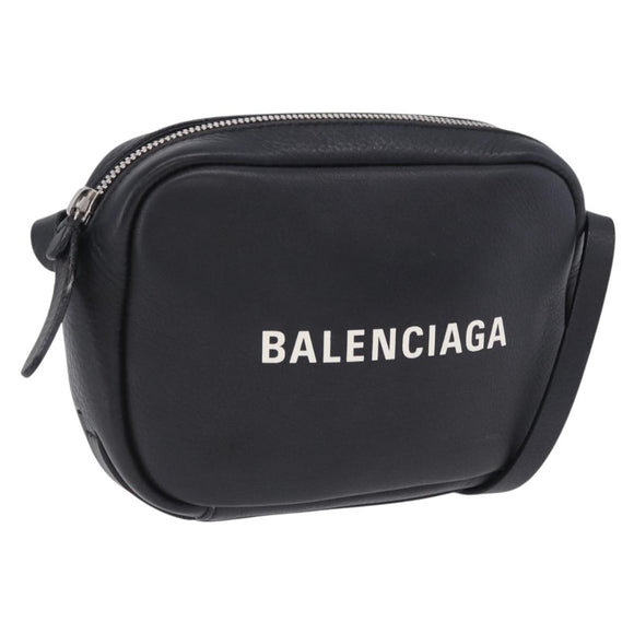 BALENCIAGA Everyday Camera Bag XS Leather Black Silver 489809 Auth 205151V