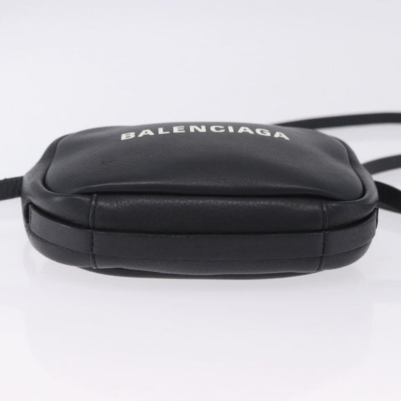 BALENCIAGA Everyday Camera Bag XS Leather Black Silver 489809 Auth 205151V