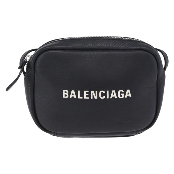 BALENCIAGA Everyday Camera Bag XS Leather Black Silver 489809 Auth 205151V