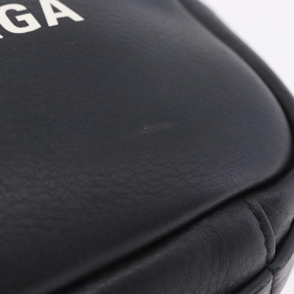 BALENCIAGA Everyday Camera Bag XS Leather Black Silver 489809 Auth 205151V