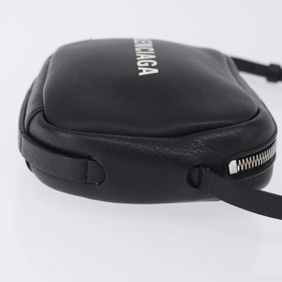 BALENCIAGA Everyday Camera Bag XS Leather Black Silver 489809 Auth 205151V