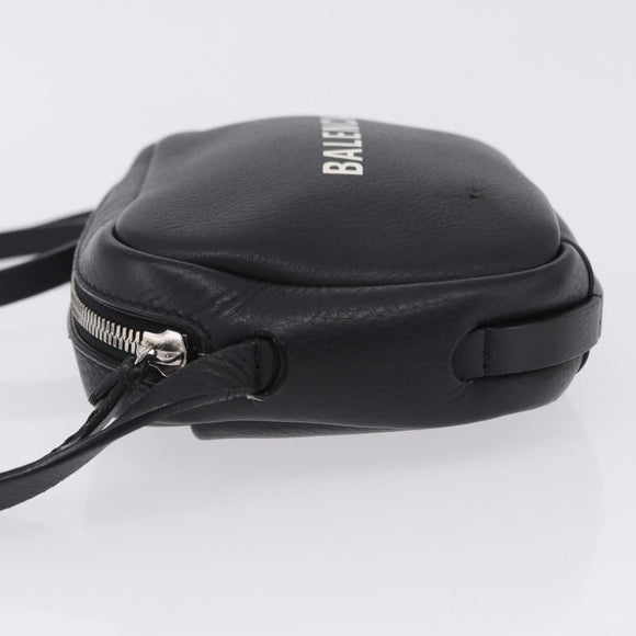 BALENCIAGA Everyday Camera Bag XS Leather Black Silver 489809 Auth 205151V