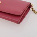 PRADA Chain Wallet Safiano Leather Pink Gold Auth 205152A-16
