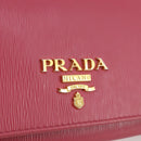 PRADA Chain Wallet Safiano Leather Pink Gold Auth 205152A-19