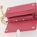 PRADA Chain Wallet Safiano Leather Pink Gold Auth 205152A-9