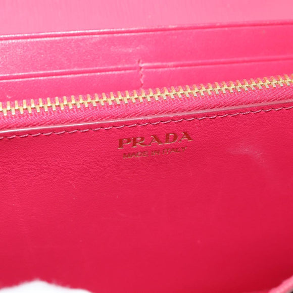 PRADA Chain Wallet Safiano Leather Pink Gold Auth 205152A