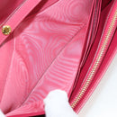 PRADA Chain Wallet Safiano Leather Pink Gold Auth 205152A-22