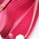 PRADA Chain Wallet Safiano Leather Pink Gold Auth 205152A-10