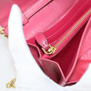 PRADA Chain Wallet Safiano Leather Pink Gold Auth 205152A-25