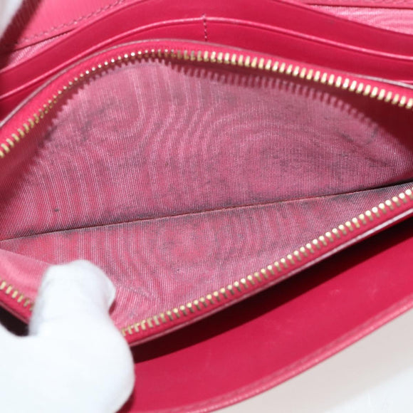 PRADA Chain Wallet Safiano Leather Pink Gold Auth 205152A