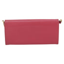 PRADA Chain Wallet Safiano Leather Pink Gold Auth 205152A-2
