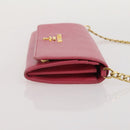 PRADA Chain Wallet Safiano Leather Pink Gold Auth 205152A-3