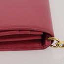 PRADA Chain Wallet Safiano Leather Pink Gold Auth 205152A-4