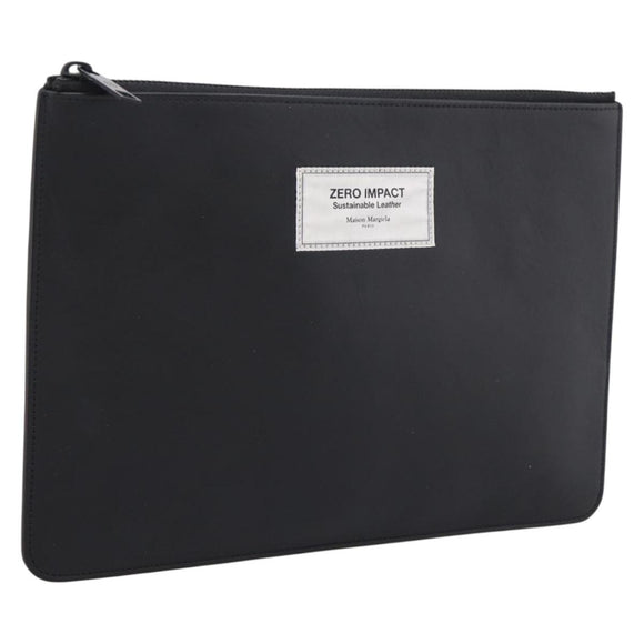 Maison Margiela Clutch Bag Leather Black Auth 205155A