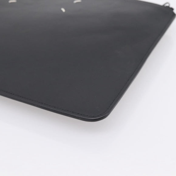 Maison Margiela Clutch Bag Leather Black Auth 205155A