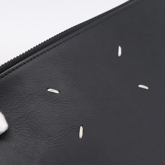 Maison Margiela Clutch Bag Leather Black Auth 205155A