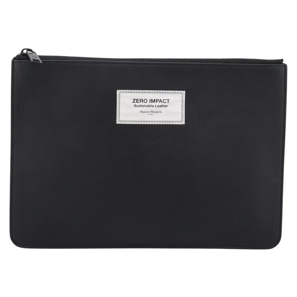 Maison Margiela Clutch Bag Leather Black Auth 205155A