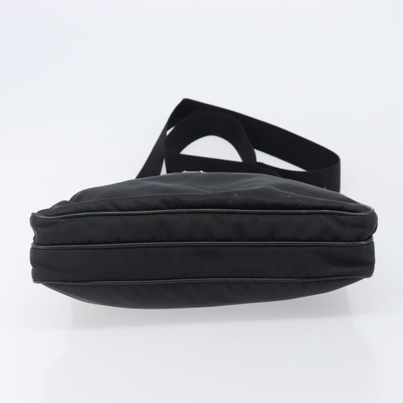 PRADA Shoulder Bag Nylon Black Silver Auth 205158