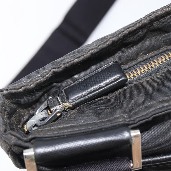 PRADA Shoulder Bag Nylon Black Silver Auth 205158