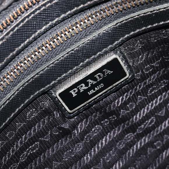 PRADA Shoulder Bag Nylon Black Silver Auth 205158