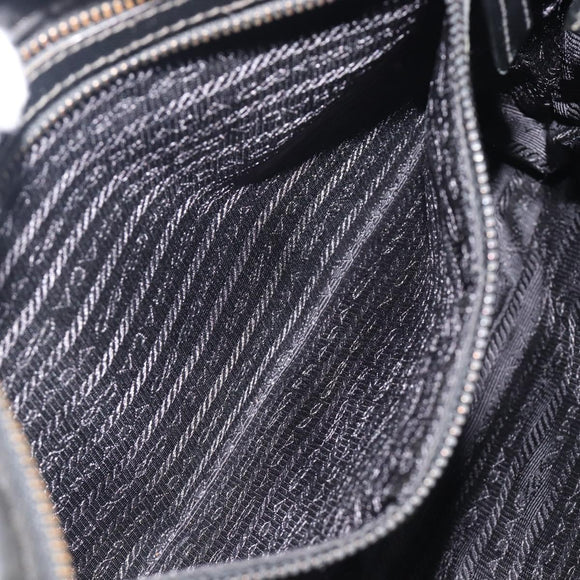 PRADA Shoulder Bag Nylon Black Silver Auth 205158
