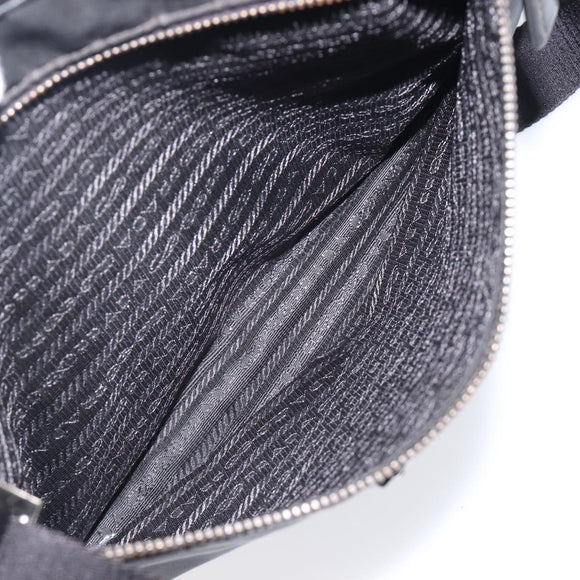 PRADA Shoulder Bag Nylon Black Silver Auth 205158