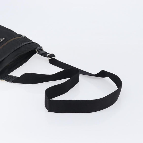PRADA Shoulder Bag Nylon Black Silver Auth 205158